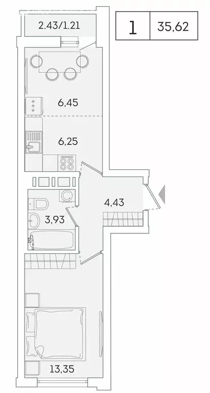 1-комнатная квартира: Мурино, Екатерининская улица, 11 (34.3 м) - Фото 1
