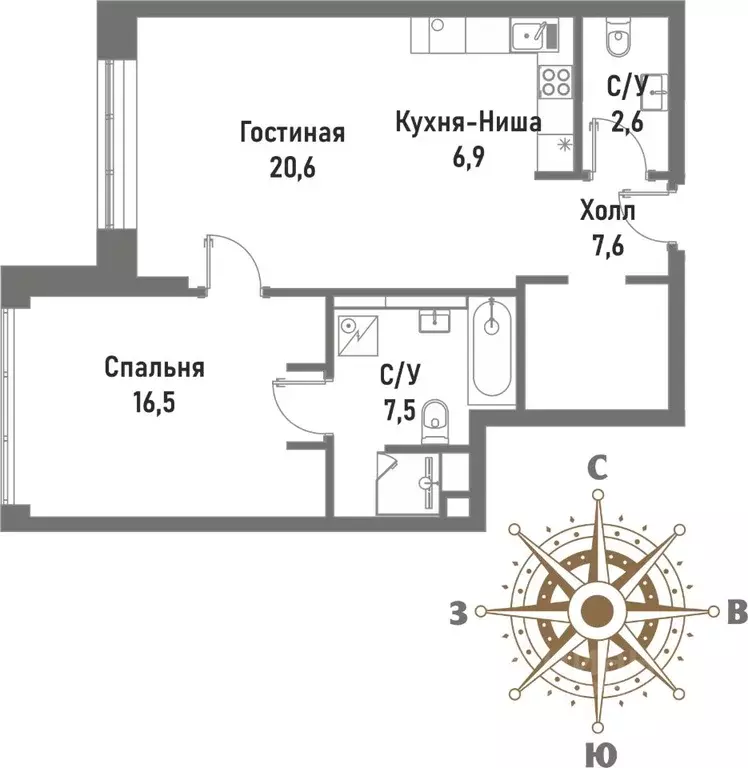 2-к кв. Москва Рубцовско-Дворцовая ул., 4 (61.5 м) - Фото 0