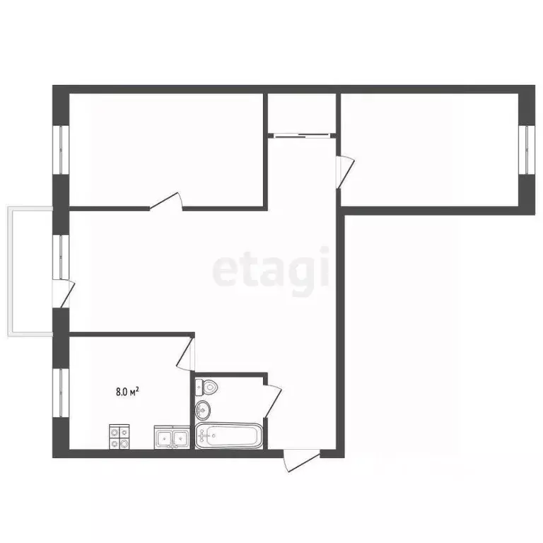 3-к кв. Свердловская область, Туринск ул. Ленина, 38А (54.9 м) - Фото 2