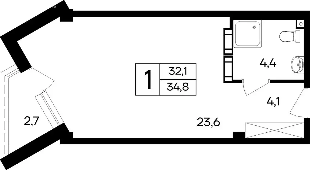 1-комнатная квартира: Евпатория, улица Революции, 3 (34.8 м) - Фото 1