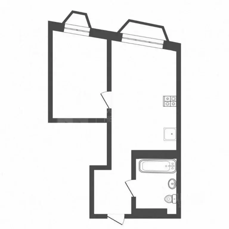 Студия Тюменская область, Тюмень ул. Фармана Салманова, 1 (31.0 м) - Фото 2