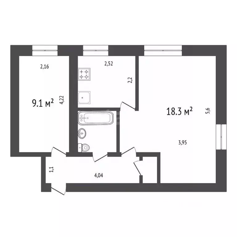 2-к кв. Иркутская область, Иркутск ул. Карла Либкнехта, 245 (41.3 м) - Фото 2