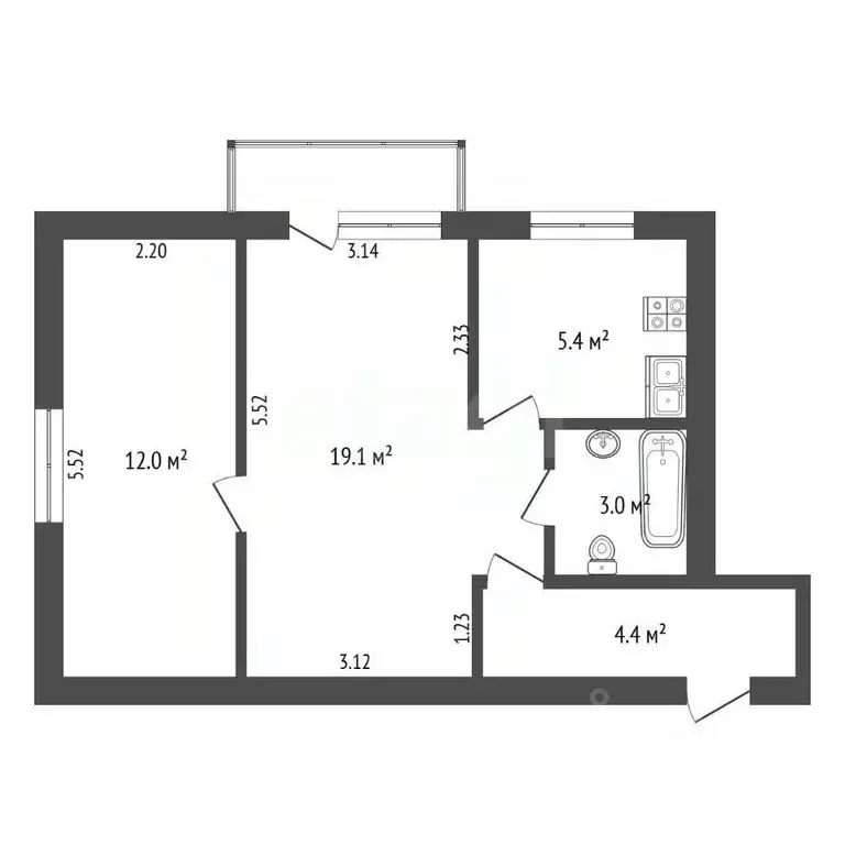 2-к кв. Севастополь ул. Пролетарская, 23 (42.0 м) - Фото 2