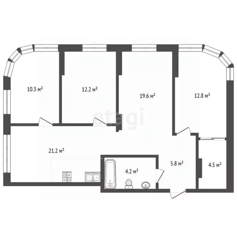 4-к кв. Кемеровская область, Кемерово ул. Дружбы, 28/7 (96.2 м) - Фото 2