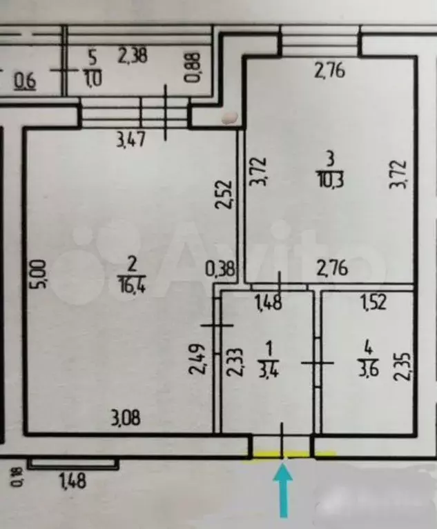1-к. квартира, 34,9 м, 4/7 эт. - Фото 0
