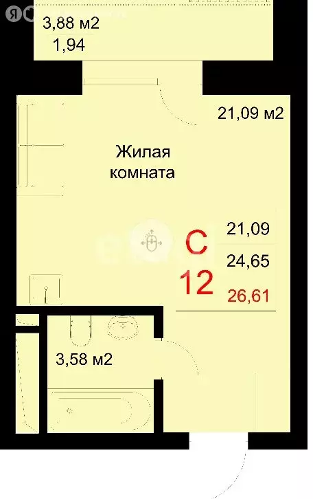 Квартира-студия: Казань, улица Рауиса Гареева, 78Б (26.61 м) - Фото 0