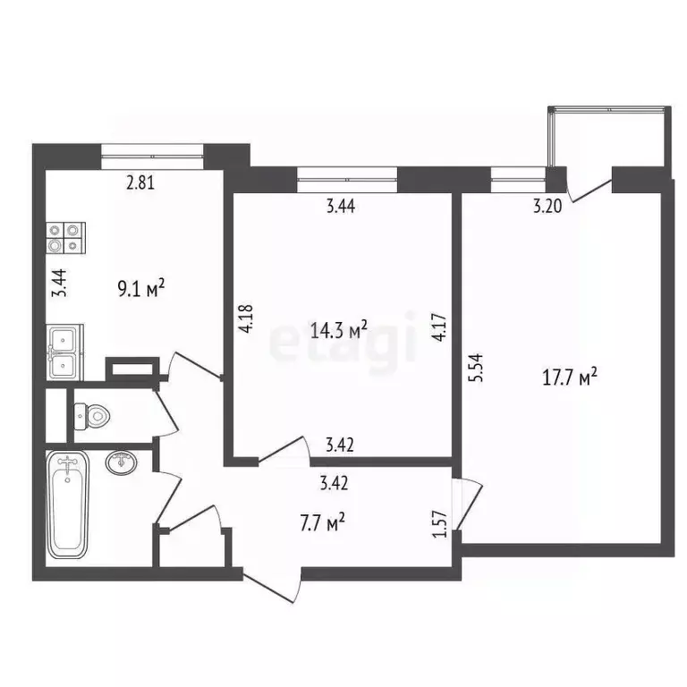 2-к кв. Москва ул. Генерала Белобородова, 20 (56.5 м) - Фото 1