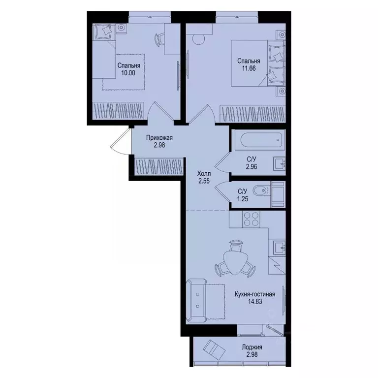 2-к кв. Ленинградская область, Всеволожский район, Заневское городское ... - Фото 1