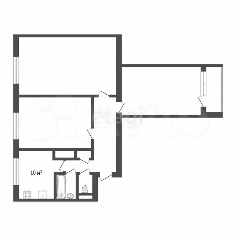 3-к. квартира, 59,8 м, 4/9 эт. - Фото 0