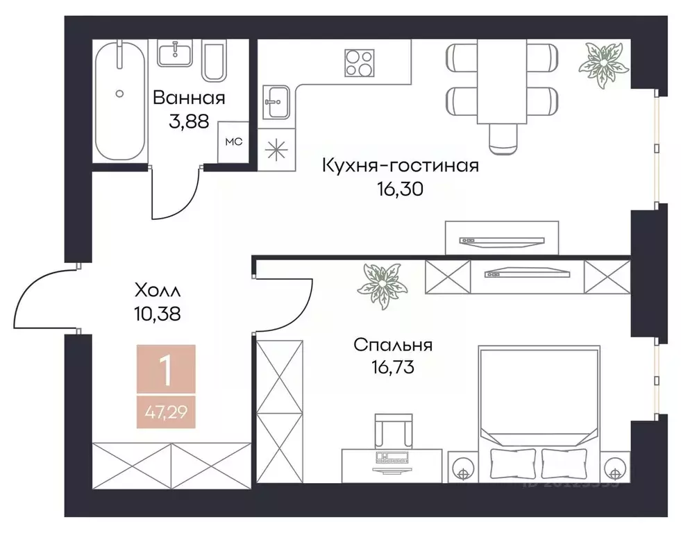 1-к кв. рязанская область, рязанский район, полянское с/пос, с. поляны . - Фото 0