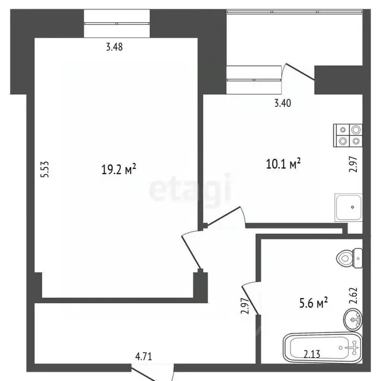 1-к кв. Вологодская область, Череповец просп. Шекснинский, 12 (42.0 м) - Фото 2