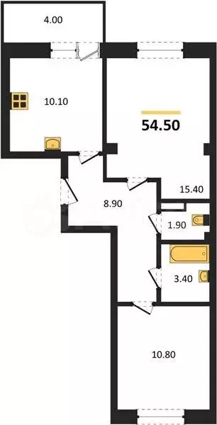 2-к. квартира, 54,5 м, 5/9 эт. - Фото 1