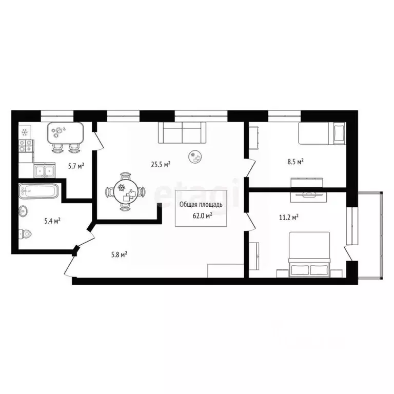 3-к кв. Новосибирская область, Новосибирск ул. Гаранина, 1 (60.5 м) - Фото 1