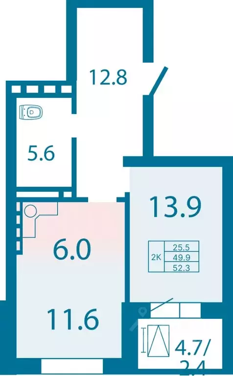 2-к кв. Красноярский край, Красноярск Ключевская ул., 67 (52.3 м) - Фото 0