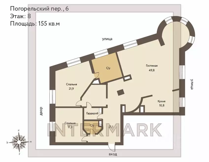 3-к кв. Москва Погорельский пер., 6 (155.0 м) - Фото 2