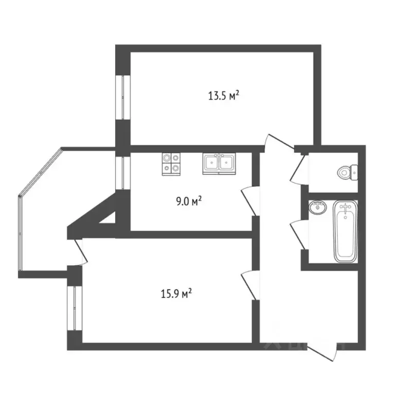 2-к кв. Тюменская область, Тюмень ул. Николая Чаплина, 115 (50.3 м) - Фото 2