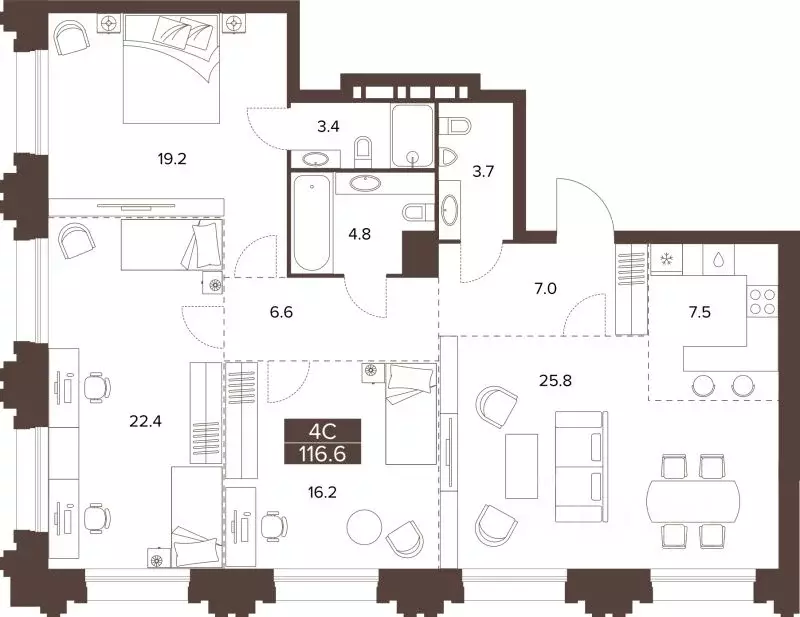 3-к кв. Алтайский край, Барнаул Социалистический просп., 97 (116.6 м) - Фото 1