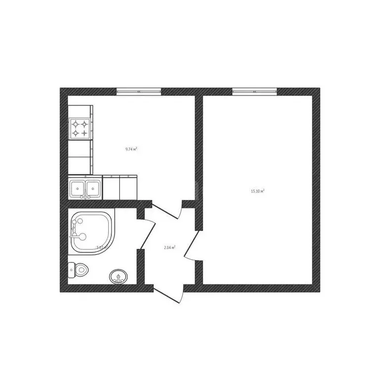 1-комнатная квартира: посёлок Берёзовый, Новосельская улица, 11 (31.6 ... - Фото 1