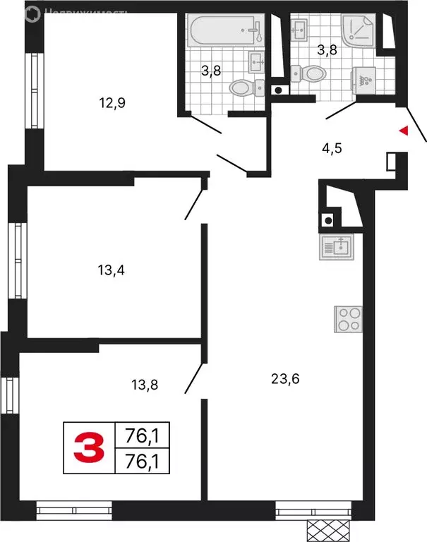 3-комнатная квартира: Екатеринбург, улица Шаумяна, 11 (76.14 м) - Фото 1