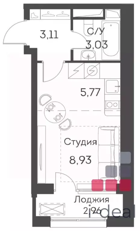 Студия Москва Рязанский просп., 2/2к1 (23.8 м) - Фото 1