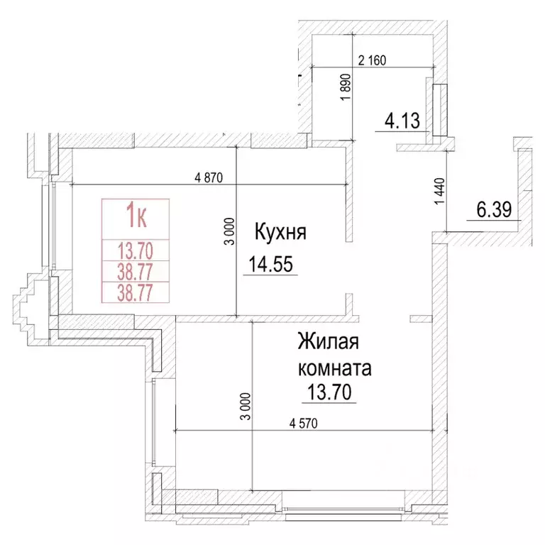 1-к кв. Новосибирская область, Новосибирск  (38.7 м) - Фото 0