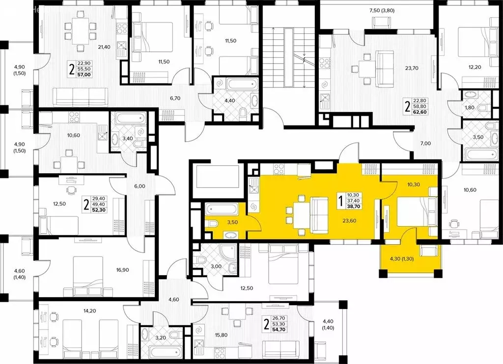 1-комнатная квартира: Сукко, жилой комплекс Кипарис (38.7 м) - Фото 2