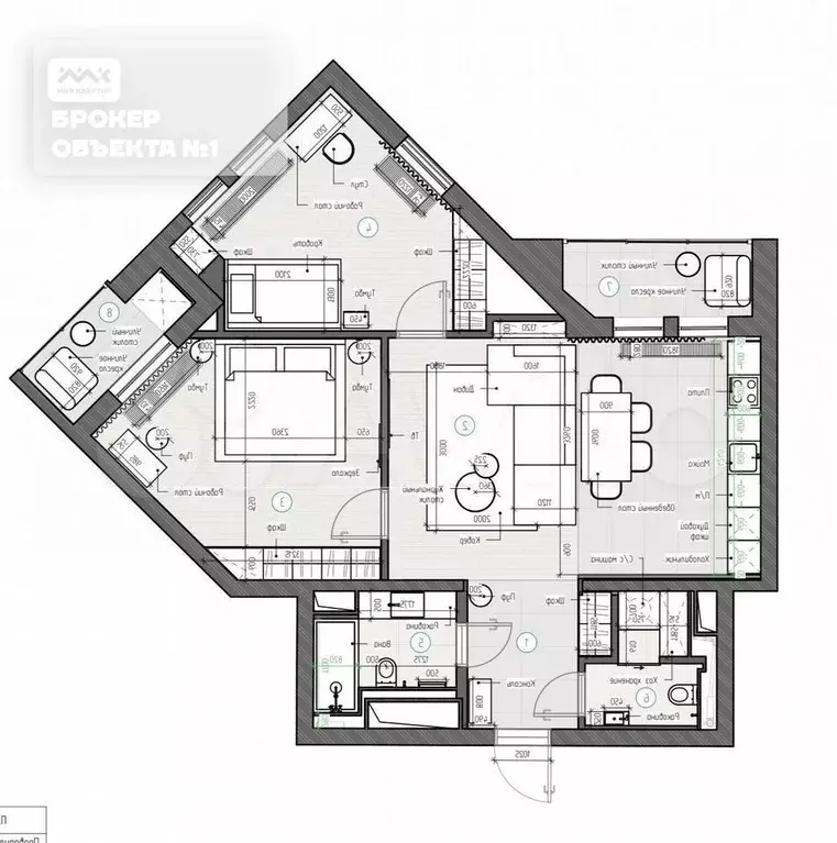 3-к. квартира, 88 м, 5/7 эт. - Фото 0