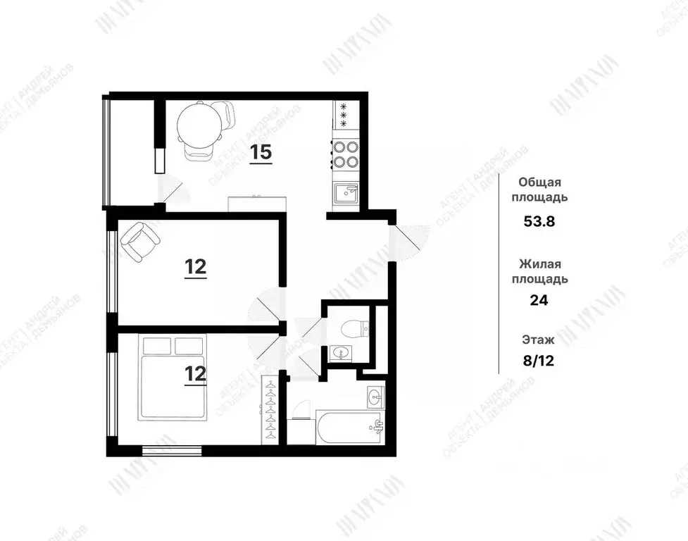 2-к кв. Ленинградская область, Всеволожский район, пос. Бугры ул. ... - Фото 2