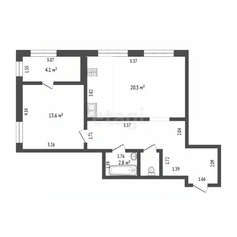 1-к кв. Тюменская область, Тюмень ул. Мельникайте, 36к1 (53.0 м) - Фото 1