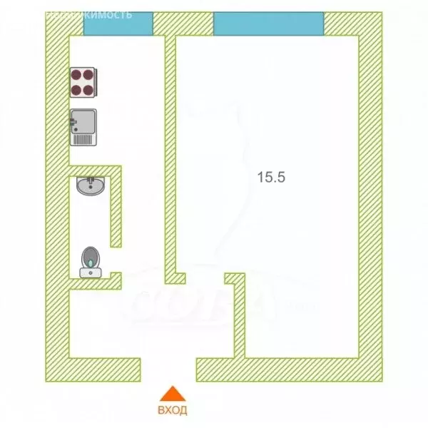 1-комнатная квартира: Тюмень, Камчатская улица, 3А (25 м) - Фото 2