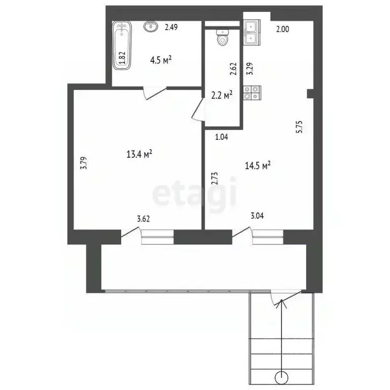 1-к кв. Архангельская область, Котлас ул. Орджоникидзе, 23 (35.2 м) - Фото 2