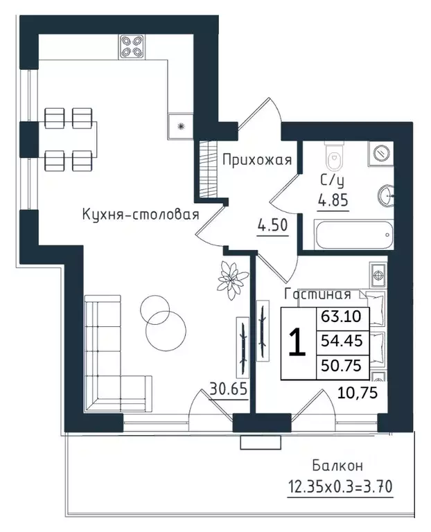 1-к кв. Калининградская область, Янтарный пгт Янтарные Сезоны жилой ... - Фото 1