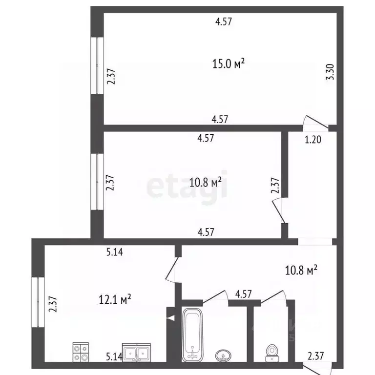 2-к кв. Ямало-Ненецкий АО, Пуровский район, Уренгой пгт, 5-й мкр 47 ... - Фото 2