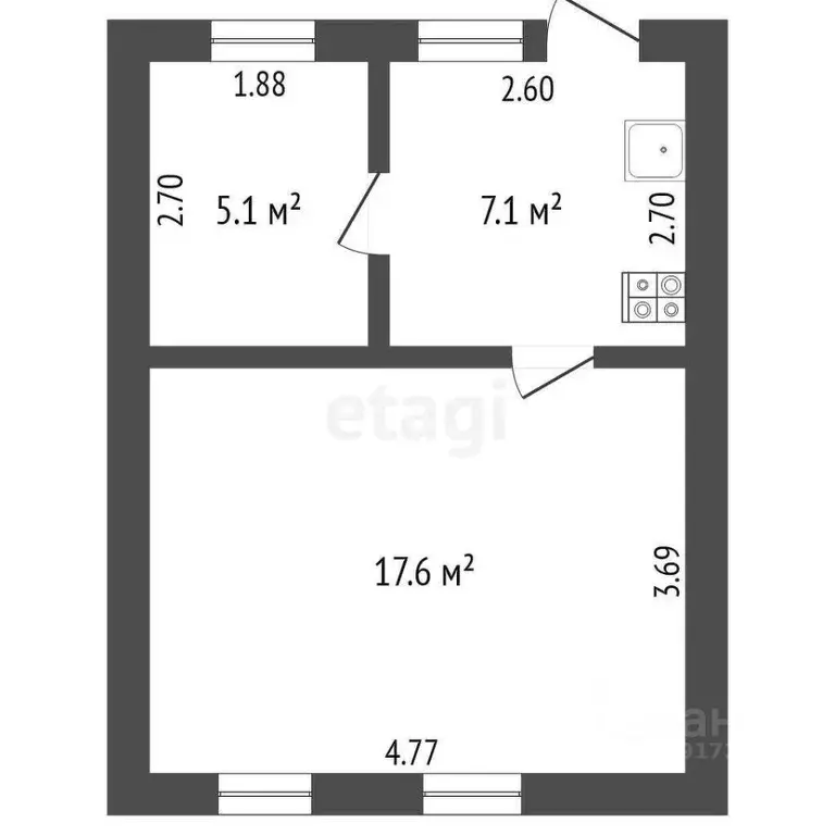 2-к кв. Тюменская область, Ишим ул. Калинина (29.8 м) - Фото 1