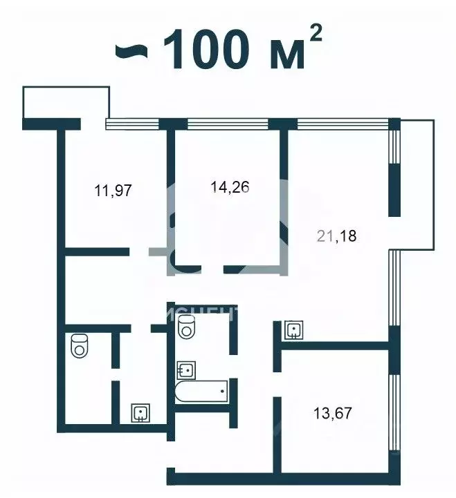 3-к кв. Новосибирская область, Новосибирск ул. Аэропорт, 88 (96.17 м) - Фото 0