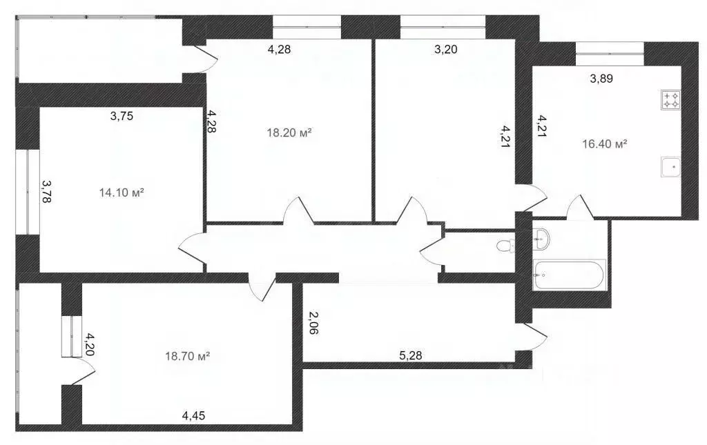 4-к кв. Тюменская область, Тюмень ул. Московский Тракт, 135 (100.5 м) - Фото 2