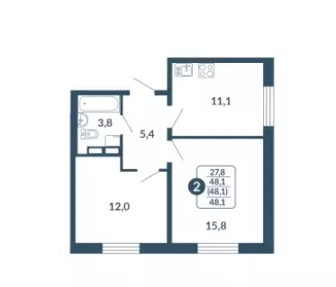 Продаётся 2-к квартира, 48.1 м - Фото 0