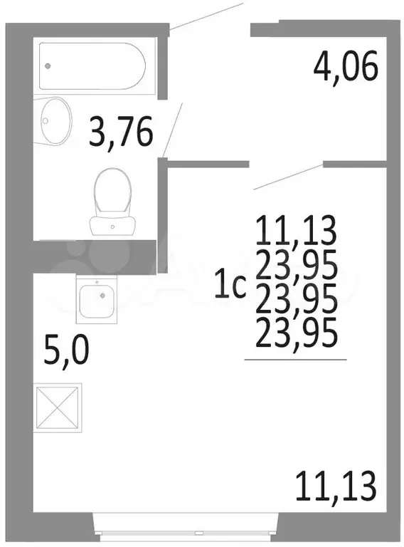 1-к. квартира, 24,4м, 8/10эт. - Фото 0