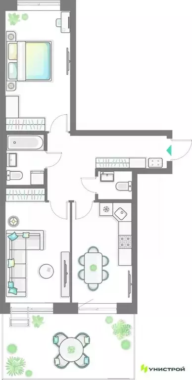 2-к кв. Татарстан, Казань Лето жилой комплекс (66.7 м) - Фото 1