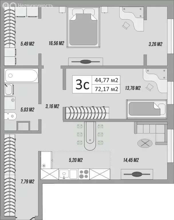 3-комнатная квартира: Оренбург, Яицкая улица, 11 (74.67 м) - Фото 0