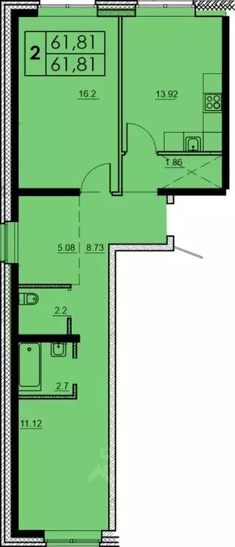 2-к кв. Иркутская область, Иркутск Ново-Ленино мкр, Мега жилой ... - Фото 0