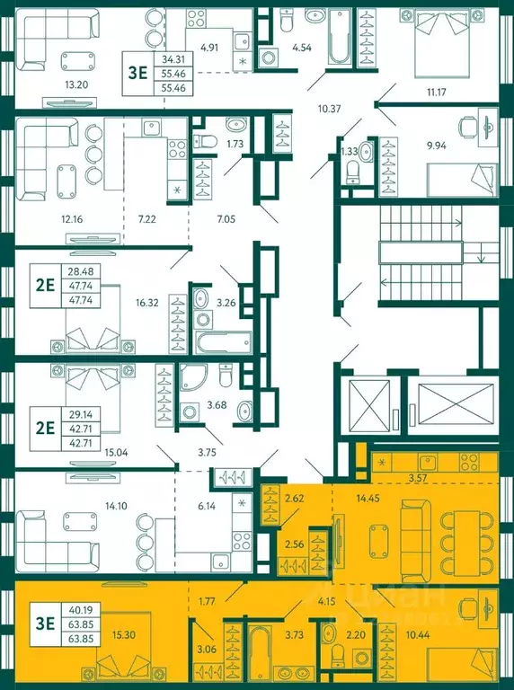 2-к кв. Башкортостан, Уфа Зеленая Роща жилрайон, Терле Парк жилой ... - Фото 2