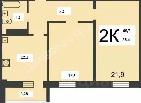 2-к кв. Нижегородская область, Нижний Новгород бул. Южный, 19 (65.7 м) - Фото 1