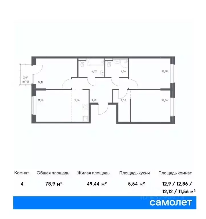 3-к кв. Санкт-Петербург Усть-Славянка тер., ул. Славянская (78.9 м) - Фото 0