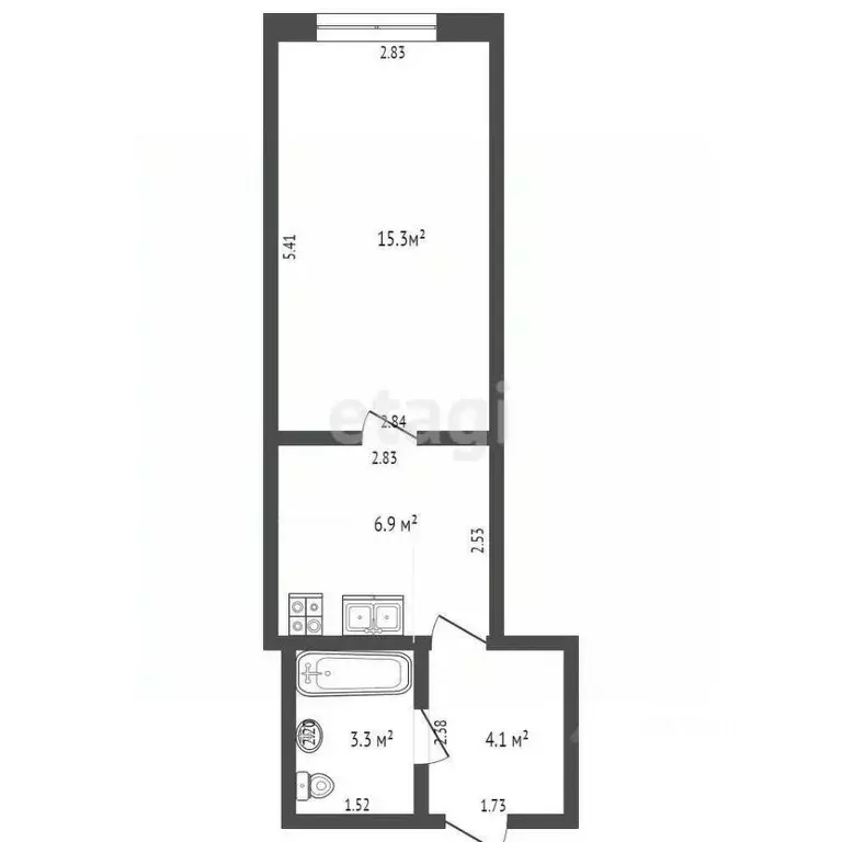 1-к кв. Башкортостан, Стерлитамак ул. Баумана, 2 (29.6 м) - Фото 1