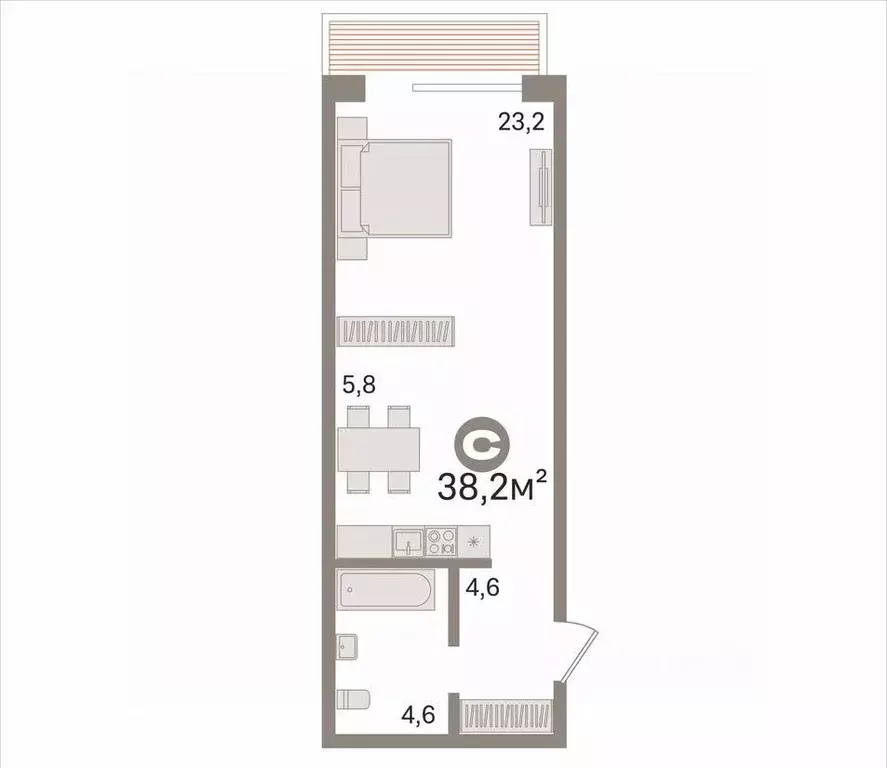 1-к кв. Новосибирская область, Новосибирск ул. Есенина, 12/1 (38.2 м) - Фото 2
