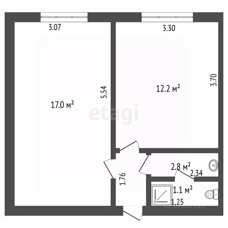 2-к кв. Самарская область, Самара Запорожская ул., 39 (34.8 м) - Фото 2