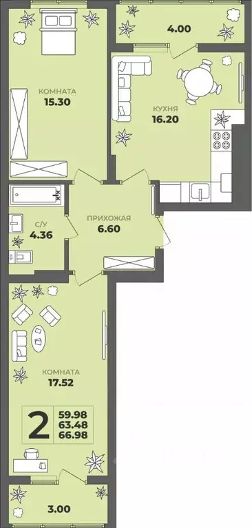 2-к кв. Калининградская область, Калининград ул. Генерала Толстикова, ... - Фото 1