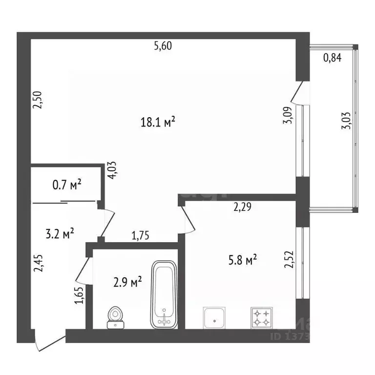 1-к кв. Амурская область, Благовещенск ул. Чайковского, 207/7 (30.7 м) - Фото 1