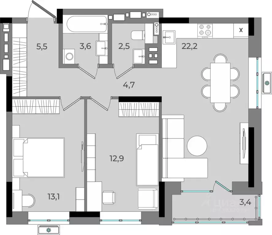 2-к кв. Удмуртия, Ижевск Северо-Западный жилрайон, 2-й мкр, Новый ... - Фото 1